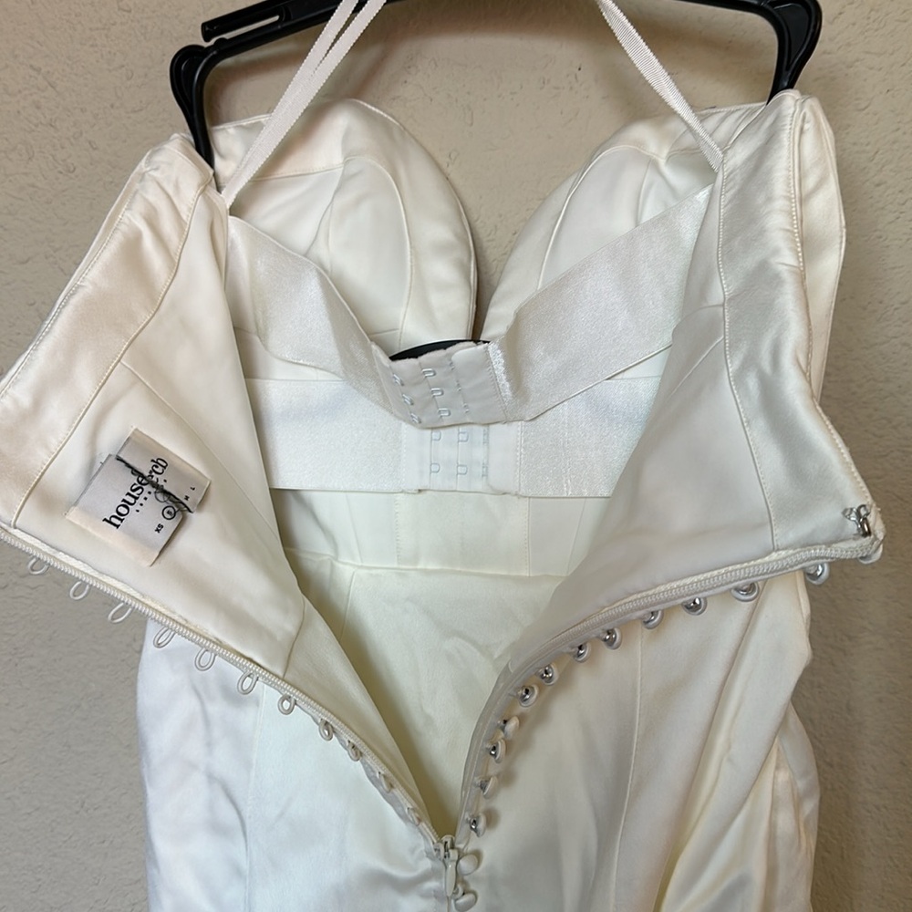 HOUSE OF CB 'Giselle' Ivory Satin Strapless Bridal Gown NWOT‎ size S - Picture 9 of 12